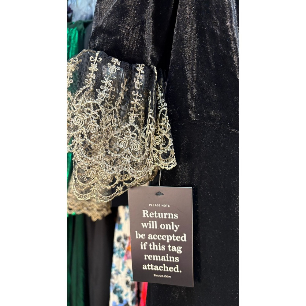 NWT Tuckernuck Pomander Place Lilleth Black Velvet Maxi Dress Gold ($298) XS - Picture 9 of 14